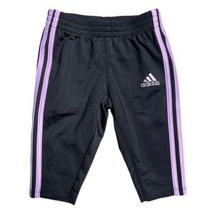 Girls Adidas Pants Size 6 M Black Purple Joggers Sweat Pants